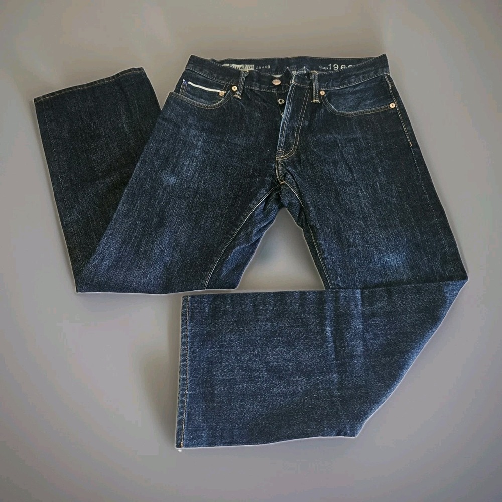 Gap 1969 Standard Fit Dark Wash Blue Jeans Men's Size 29 X 28 Button‎ Fly